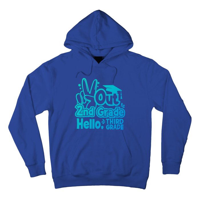 Peace Out 2Nd Grade Hello 3Rd Grade Teacher Graduation Cap Funny Gift Hoodie