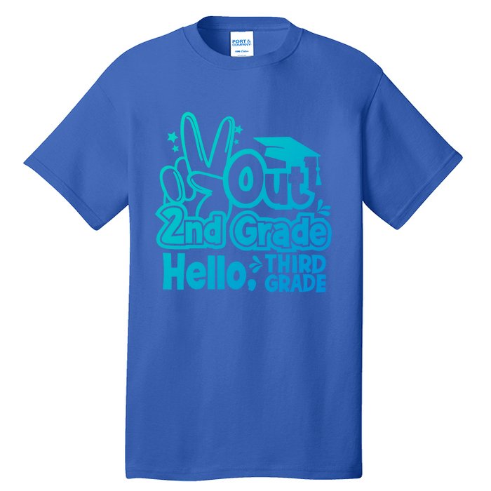 Peace Out 2Nd Grade Hello 3Rd Grade Teacher Graduation Cap Funny Gift Tall T-Shirt