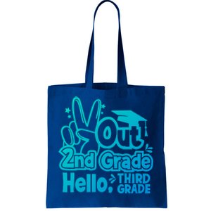 Peace Out 2Nd Grade Hello 3Rd Grade Teacher Graduation Cap Funny Gift Tote Bag