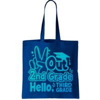 Peace Out 2Nd Grade Hello 3Rd Grade Teacher Graduation Cap Funny Gift Tote Bag