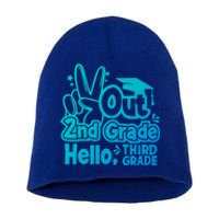 Peace Out 2Nd Grade Hello 3Rd Grade Teacher Graduation Cap Funny Gift Short Acrylic Beanie