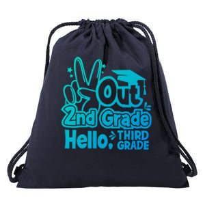 Peace Out 2Nd Grade Hello 3Rd Grade Teacher Graduation Cap Funny Gift Drawstring Bag