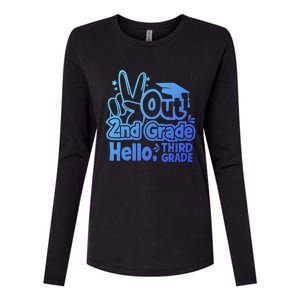 Peace Out 2Nd Grade Hello 3Rd Grade Teacher Graduation Cap Funny Gift Womens Cotton Relaxed Long Sleeve T-Shirt