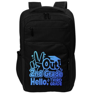 Peace Out 2Nd Grade Hello 3Rd Grade Teacher Graduation Cap Funny Gift Impact Tech Backpack