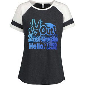 Peace Out 2Nd Grade Hello 3Rd Grade Teacher Graduation Cap Funny Gift Enza Ladies Jersey Colorblock Tee