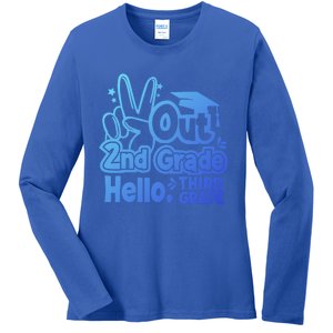 Peace Out 2Nd Grade Hello 3Rd Grade Teacher Graduation Cap Funny Gift Ladies Long Sleeve Shirt