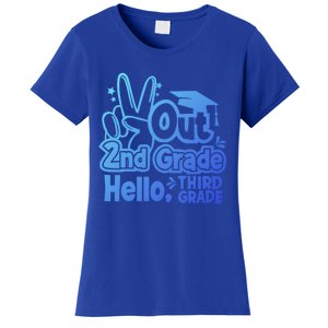 Peace Out 2Nd Grade Hello 3Rd Grade Teacher Graduation Cap Funny Gift Women's T-Shirt