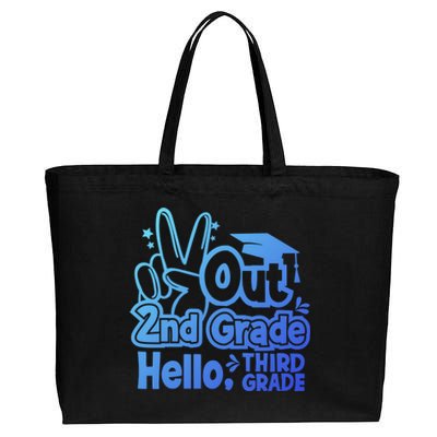 Peace Out 2Nd Grade Hello 3Rd Grade Teacher Graduation Cap Funny Gift Cotton Canvas Jumbo Tote