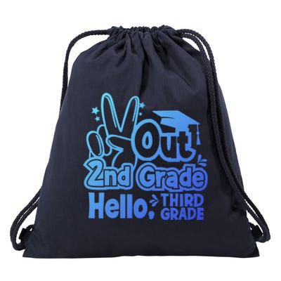 Peace Out 2Nd Grade Hello 3Rd Grade Teacher Graduation Cap Funny Gift Drawstring Bag