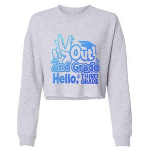 Peace Out 2Nd Grade Hello 3Rd Grade Teacher Graduation Cap Funny Gift Cropped Pullover Crew