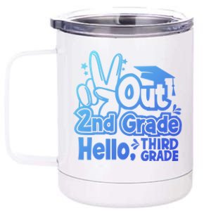 Peace Out 2Nd Grade Hello 3Rd Grade Teacher Graduation Cap Funny Gift 12 oz Stainless Steel Tumbler Cup