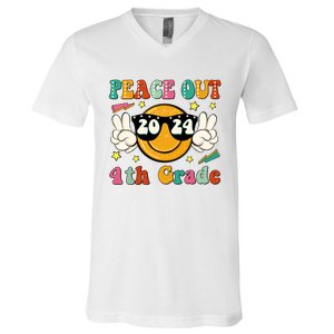 Peace Out 2024 4th Grade V-Neck T-Shirt