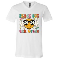 Peace Out 2024 4th Grade V-Neck T-Shirt