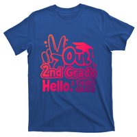 Peace Out 2Nd Grade Hello 3Rd Grade Teacher Graduation Cap Funny Gift T-Shirt