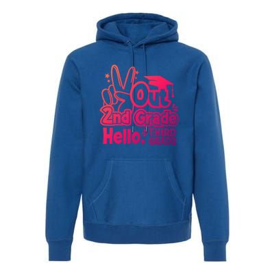 Peace Out 2Nd Grade Hello 3Rd Grade Teacher Graduation Cap Funny Gift Premium Hoodie