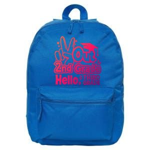 Peace Out 2Nd Grade Hello 3Rd Grade Teacher Graduation Cap Funny Gift 16 in Basic Backpack