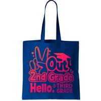 Peace Out 2Nd Grade Hello 3Rd Grade Teacher Graduation Cap Funny Gift Tote Bag