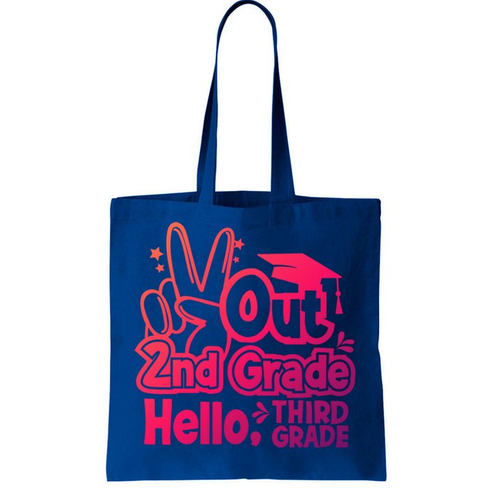 Peace Out 2Nd Grade Hello 3Rd Grade Teacher Graduation Cap Funny Gift Tote Bag