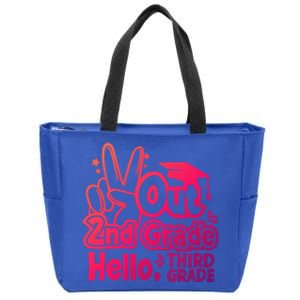 Peace Out 2Nd Grade Hello 3Rd Grade Teacher Graduation Cap Funny Gift Zip Tote Bag