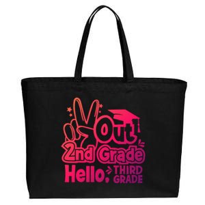 Peace Out 2Nd Grade Hello 3Rd Grade Teacher Graduation Cap Funny Gift Cotton Canvas Jumbo Tote