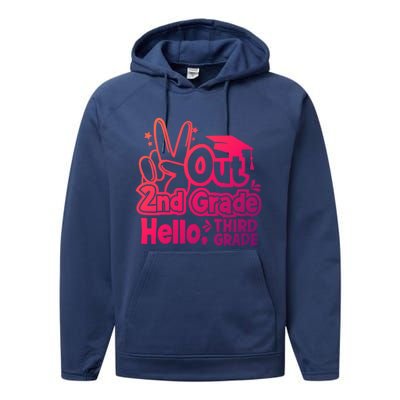 Peace Out 2Nd Grade Hello 3Rd Grade Teacher Graduation Cap Funny Gift Performance Fleece Hoodie