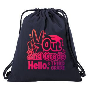 Peace Out 2Nd Grade Hello 3Rd Grade Teacher Graduation Cap Funny Gift Drawstring Bag