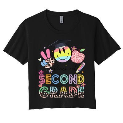 Peace Out 2nd Second Grade Graduation Last Day Of School Women's Crop Top Tee