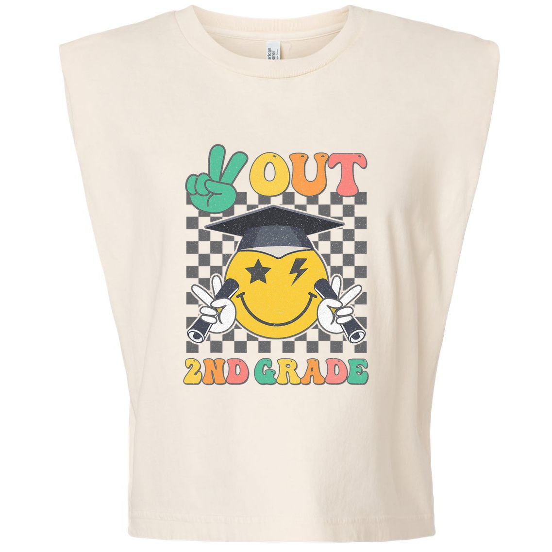Peace Out 2nd Grade Graduation Last Day School Second Grade Garment-Dyed Women's Muscle Tee