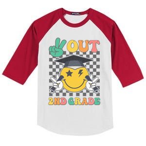 Peace Out 2nd Grade Graduation Last Day School Second Grade Kids Colorblock Raglan Jersey