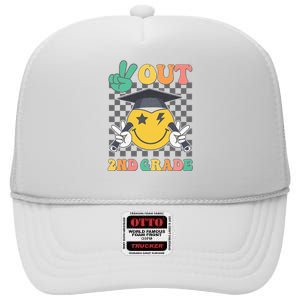 Peace Out 2nd Grade Graduation Last Day School Second Grade High Crown Mesh Back Trucker Hat