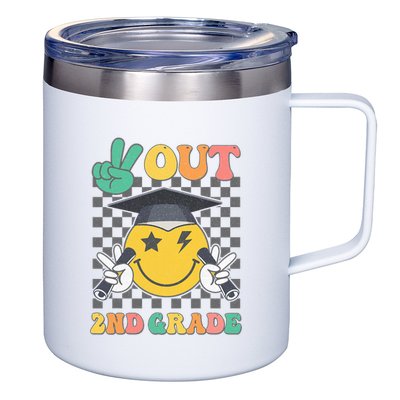 Peace Out 2nd Grade Graduation Last Day School Second Grade 12oz Stainless Steel Coffee Mug