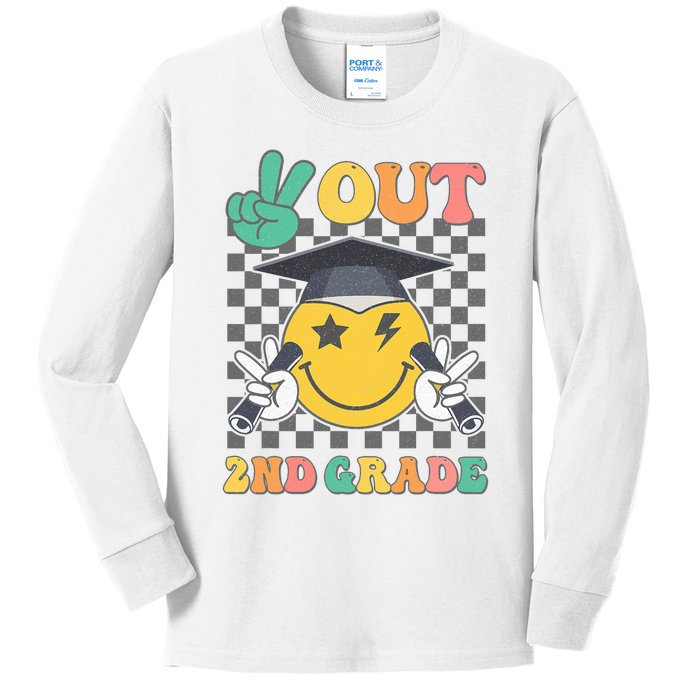 Peace Out 2nd Grade Graduation Last Day School Second Grade Kids Long Sleeve Shirt