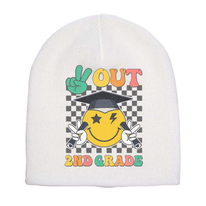 Peace Out 2nd Grade Graduation Last Day School Second Grade Short Acrylic Beanie