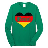 Prost Oktoberfest 2024 German Flag Heart Beer Gift Long Sleeve Shirt