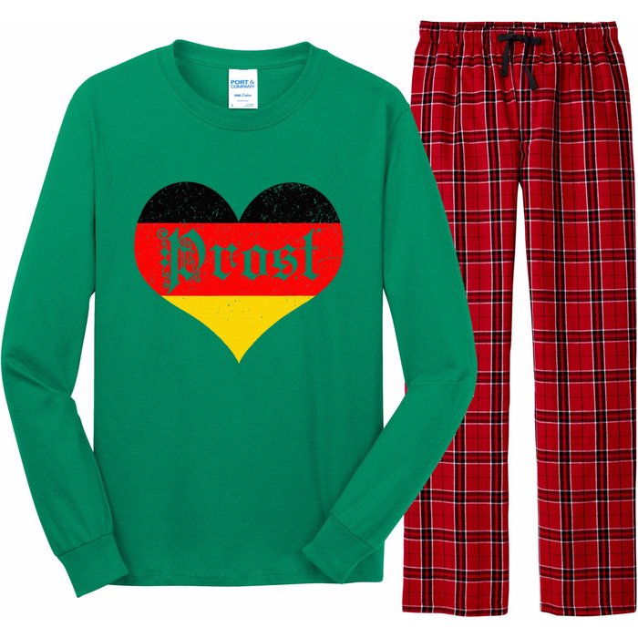 Prost Oktoberfest 2024 German Flag Heart Beer Gift Long Sleeve Pajama Set