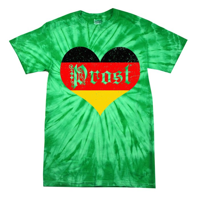 Prost Oktoberfest 2024 German Flag Heart Beer Gift Tie-Dye T-Shirt