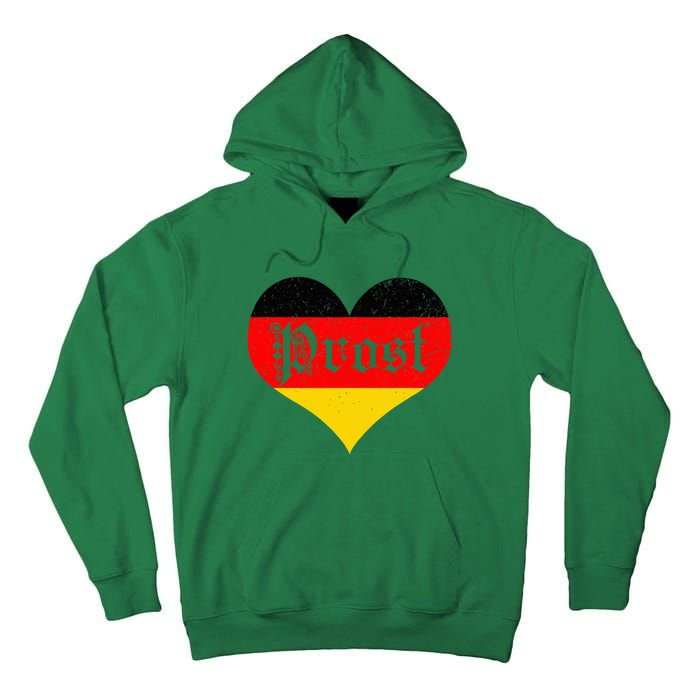 Prost Oktoberfest 2024 German Flag Heart Beer Gift Tall Hoodie