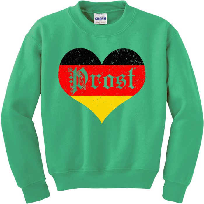 Prost Oktoberfest 2024 German Flag Heart Beer Gift Kids Sweatshirt