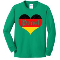 Prost Oktoberfest 2024 German Flag Heart Beer Gift Kids Long Sleeve Shirt