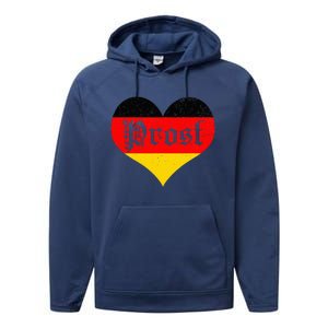 Prost Oktoberfest 2024 German Flag Heart Beer Gift Performance Fleece Hoodie