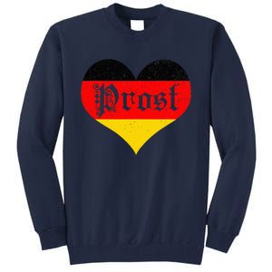 Prost Oktoberfest 2024 German Flag Heart Beer Gift Tall Sweatshirt