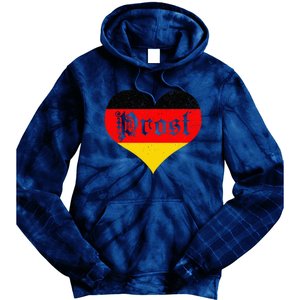 Prost Oktoberfest 2024 German Flag Heart Beer Gift Tie Dye Hoodie