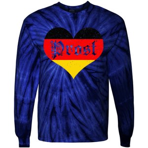 Prost Oktoberfest 2024 German Flag Heart Beer Gift Tie-Dye Long Sleeve Shirt