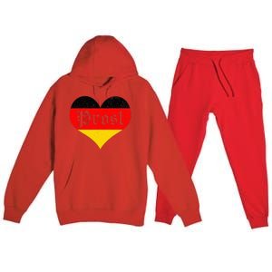 Prost Oktoberfest 2024 German Flag Heart Beer Gift Premium Hooded Sweatsuit Set