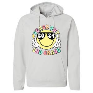 Peace Out 2nd Grade Retro Smile Last Day Of School 2024 Performance Fleece Hoodie