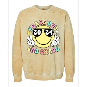 Peace Out 2nd Grade Retro Smile Last Day Of School 2024 Colorblast Crewneck Sweatshirt