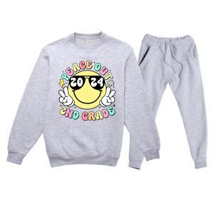 Peace Out 2nd Grade Retro Smile Last Day Of School 2024 Premium Crewneck Sweatsuit Set