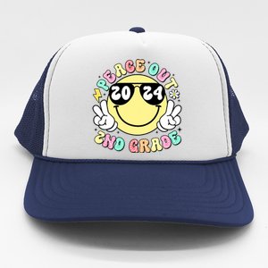 Peace Out 2nd Grade Retro Smile Last Day Of School 2024 Trucker Hat