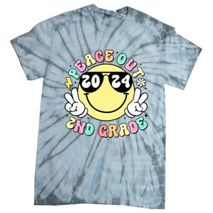 Peace Out 2nd Grade Retro Smile Last Day Of School 2024 Tie-Dye T-Shirt