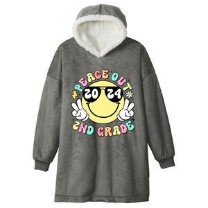 Peace Out 2nd Grade Retro Smile Last Day Of School 2024 Hooded Wearable Blanket